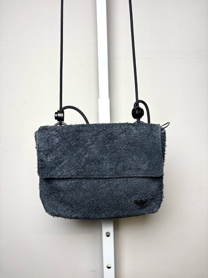 Emporio Armani Slate Blue Suede Men's Bag Pre-Owned NWT