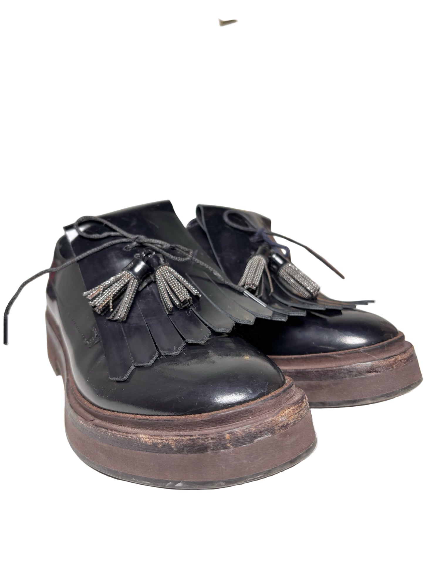 W Shoe Size 37 (6.5) Brunello Cucinelli Black Leather Cowhide Loafers