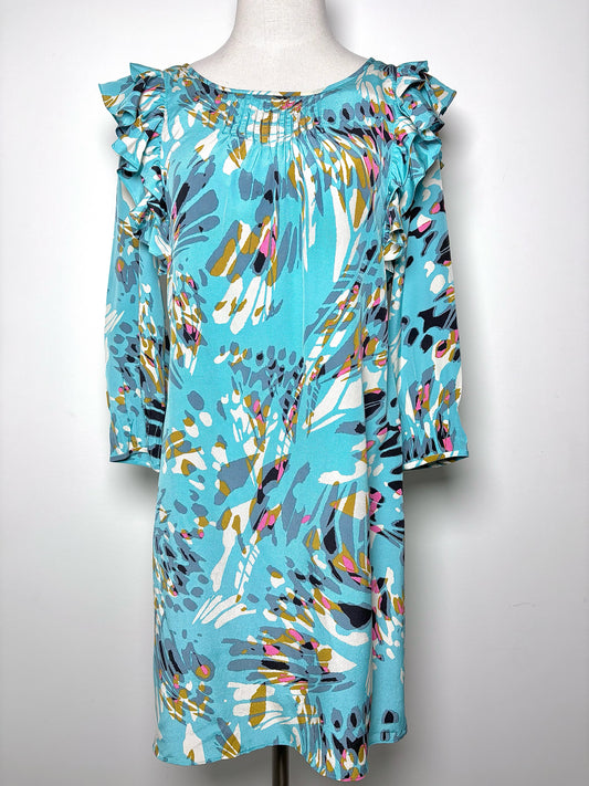 Women Size 6 Tibi Blue, white, brown, pink Print Silk Dress