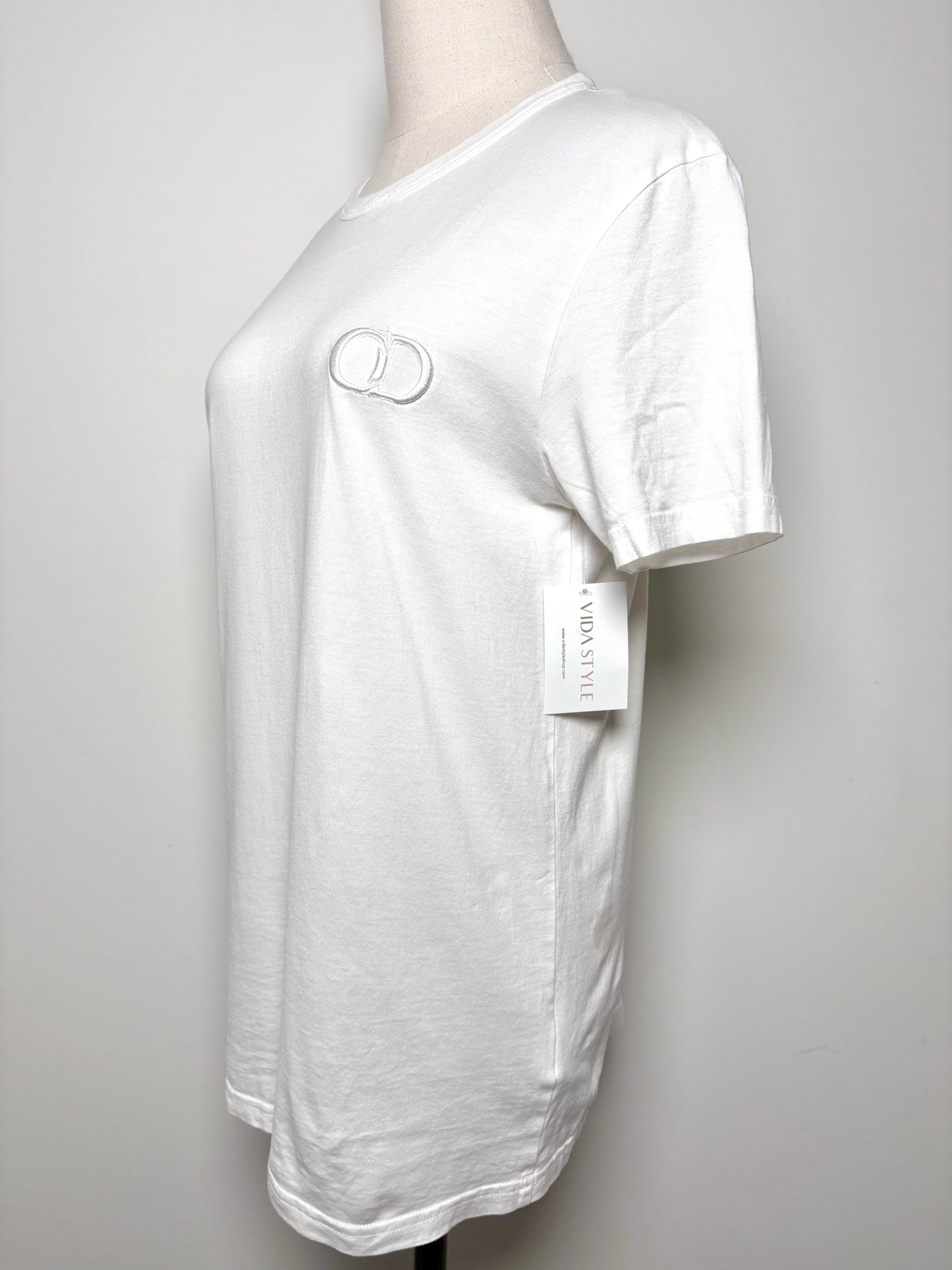Women Size S Christian Dior White Solid T-shirt