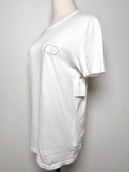 Women Size S Christian Dior White Solid T-shirt