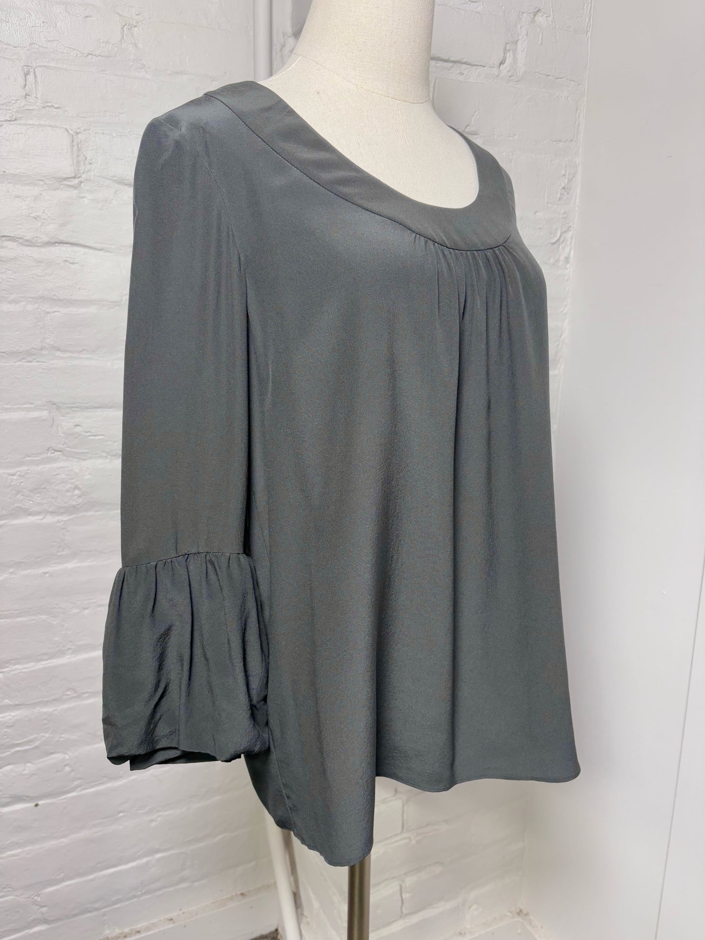 Women Size 6 Tibi Black Solid Silk Blouse