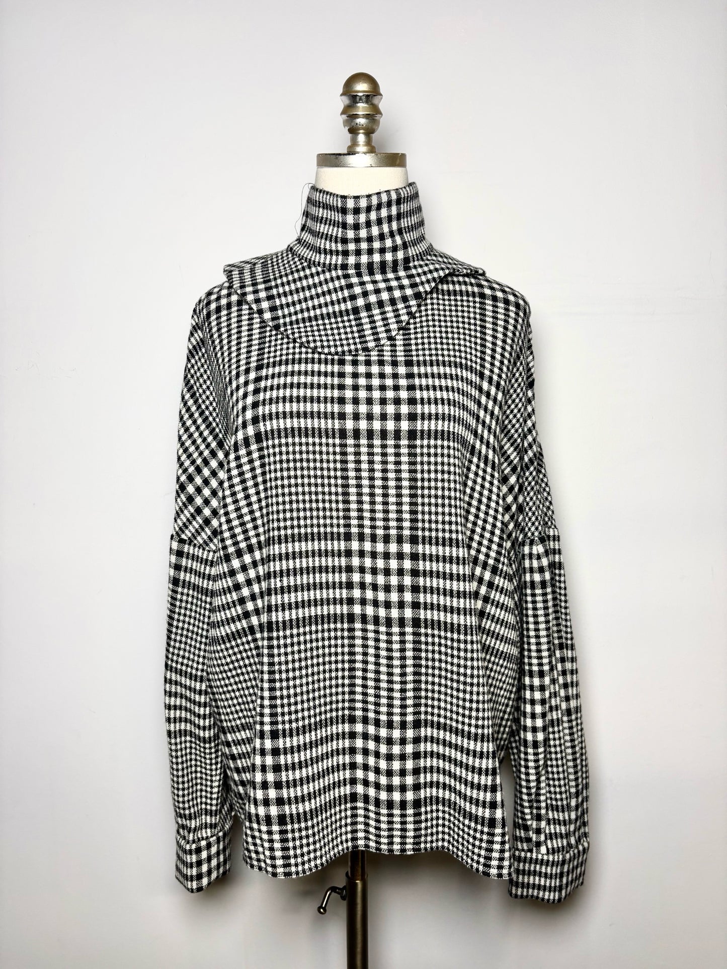 Women Size 6 Tibi Black/White Plaid 62% Wool 38% Polyamide Pre-owned Top