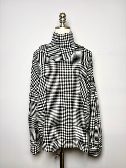 Women Size 6 Tibi Black/White Plaid 62% Wool 38% Polyamide Pre-owned Top