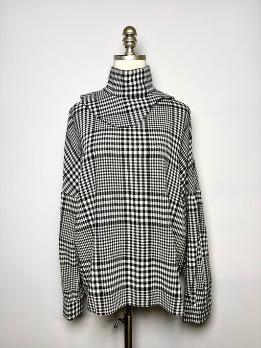 Women Size 6 Tibi Black/White Plaid 62% Wool 38% Polyamide Pre-owned Top