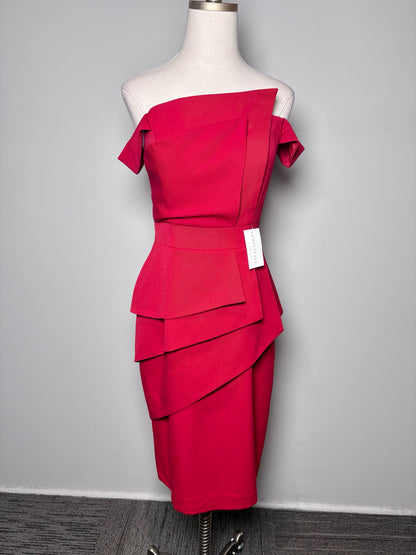 Women Size 6 Black Halo Red Solid Dress