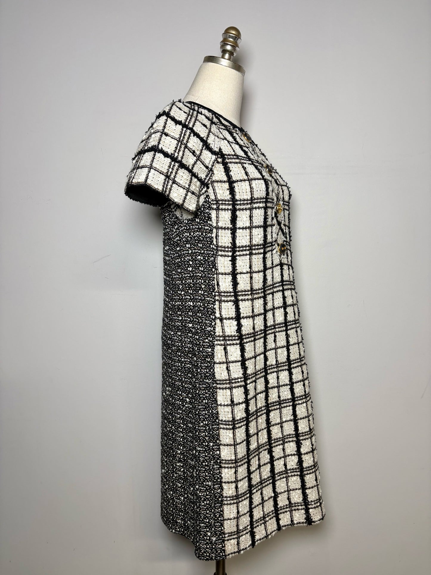 St. John Black, White Tweed A-line Dress