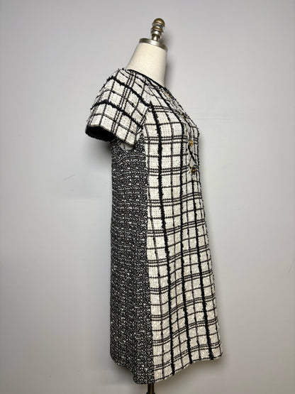 St. John Black, White Tweed A-line Dress