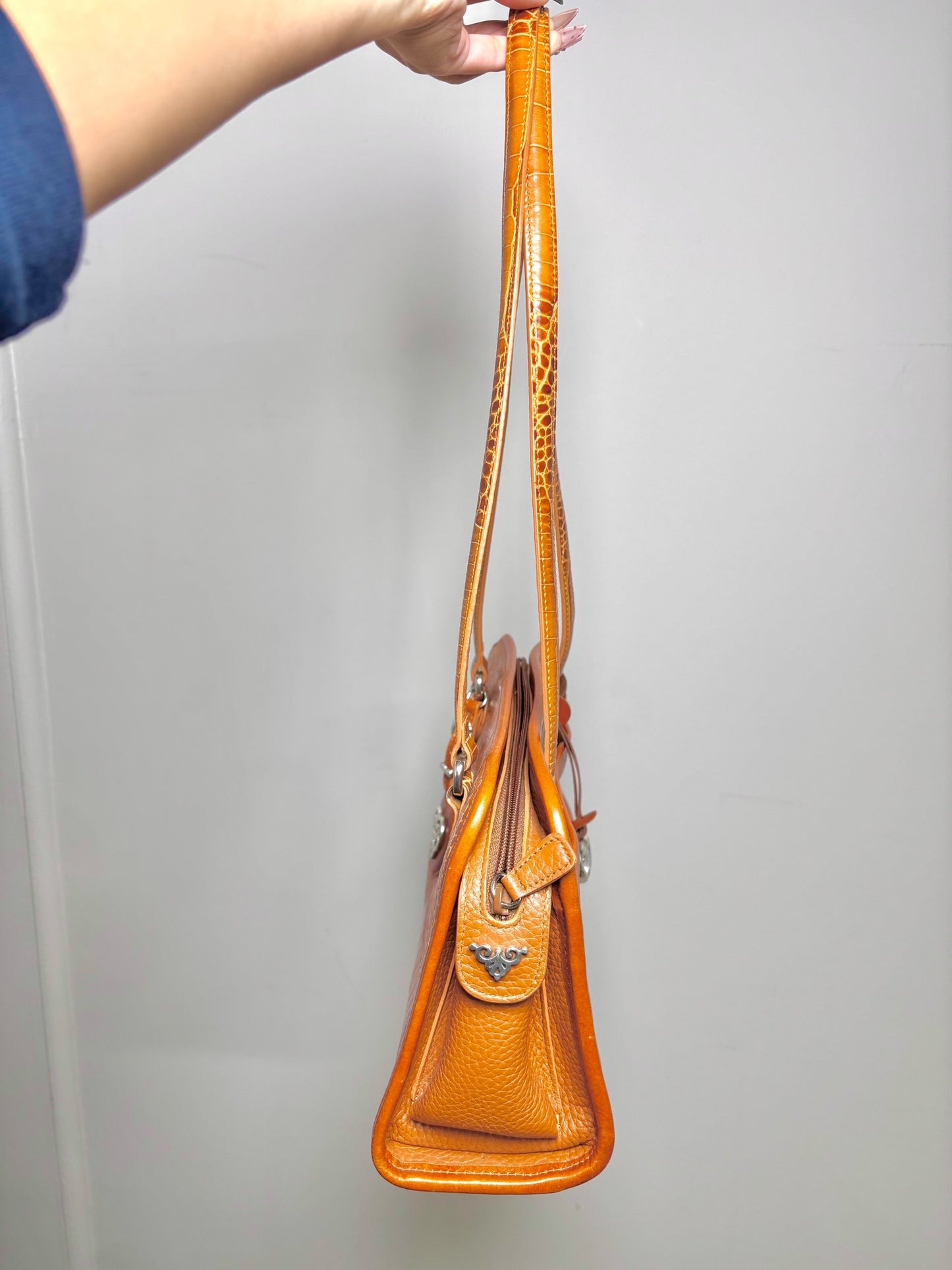 Leather Brighton Croc Embossed Leather Brown Small Purse