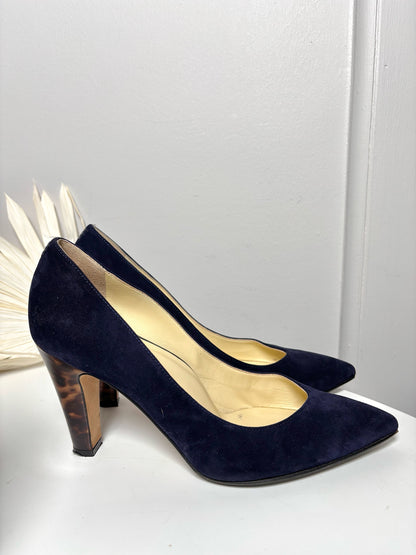 W Shoe Size 40.5 (10.5 US) Sarah Flint Navy Blue Suede Heels
