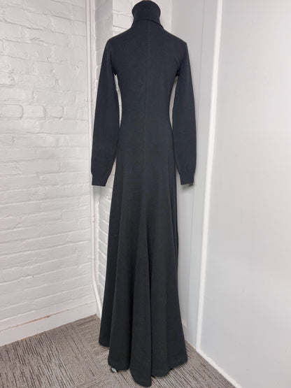 Women Size L Ralph Lauren Purple Label Black Cashmere Maxi Dress