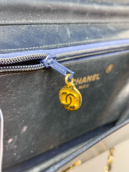 Chanel Vintage Leather Navy Calfskin Purse