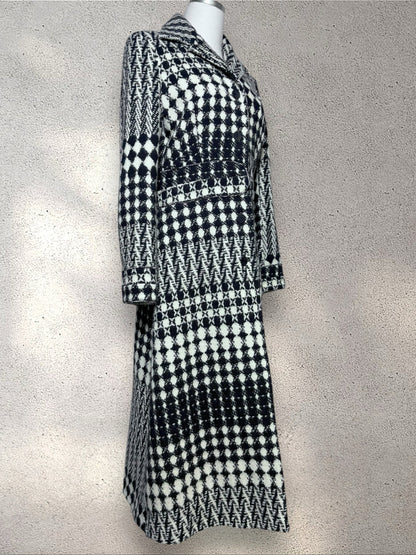 Women Size 42 (4 US) Christian Lacroix Black, Cream Tweed Vintage Coat