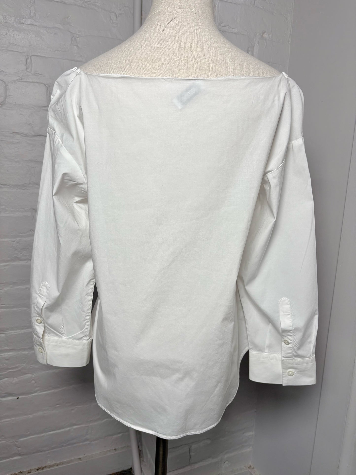 Women Size M Moschino White Cotton Long Sleeves Bow Shirt