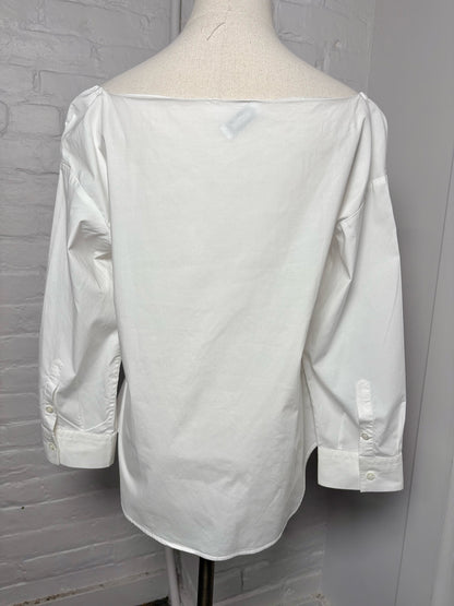 Women Size M Moschino White Cotton Long Sleeves Bow Shirt