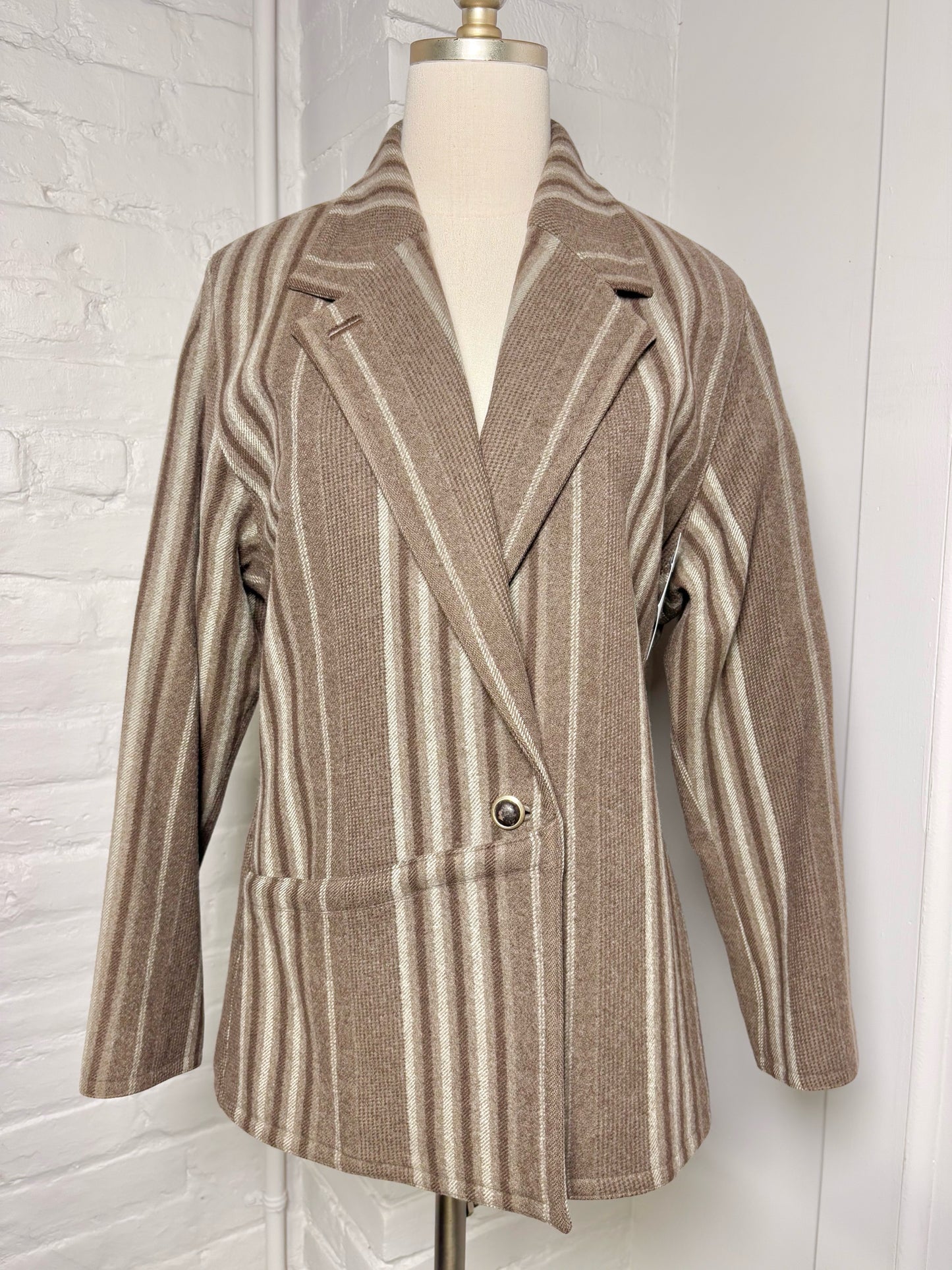 Women Size 44 Gianni Versace Brown Pinstripe Vintage Blazer