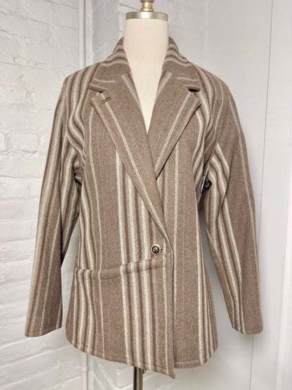 Women Size 44 Gianni Versace Brown Pinstripe Vintage Blazer
