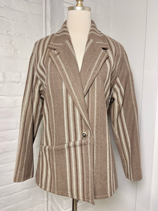 Women Size 44 Gianni Versace Brown Pinstripe Vintage Blazer