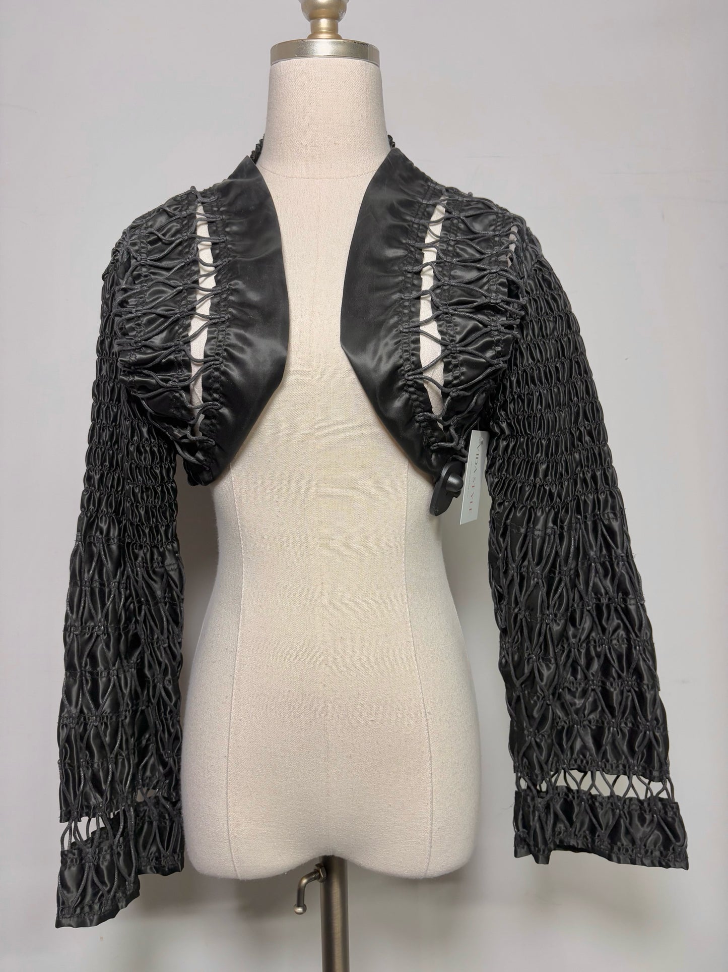 Women Size M Leber Barbara Black Woven Cropped Jacket