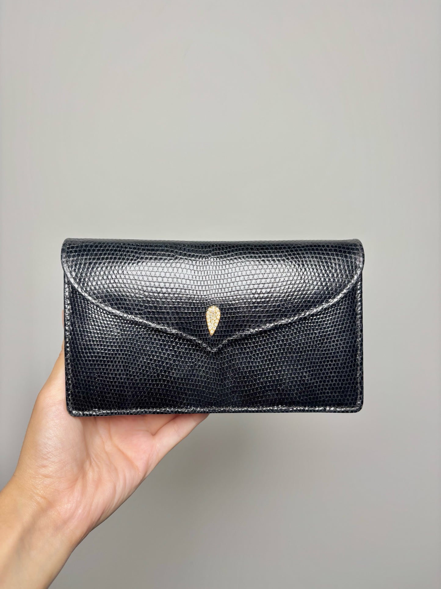 Lana of London by Lana Marks Leather Black Crossbody Crystal Embellishment Purse