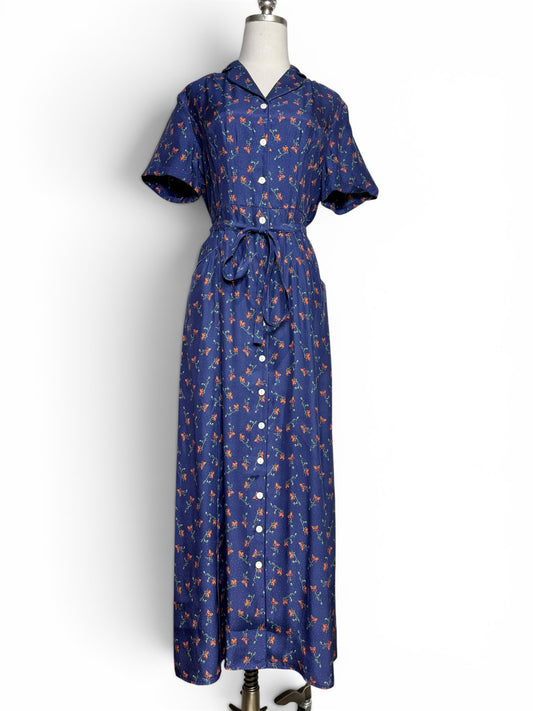 Women Size 12 HVN Long Maria Blue Print Pure Silk Pre-owned, NWT Midi Dress