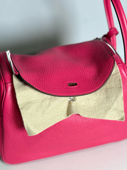Women's Hermes Clemence Lindy 26 Pink Pre-owned Pink Pebble Grain Leather Purse
