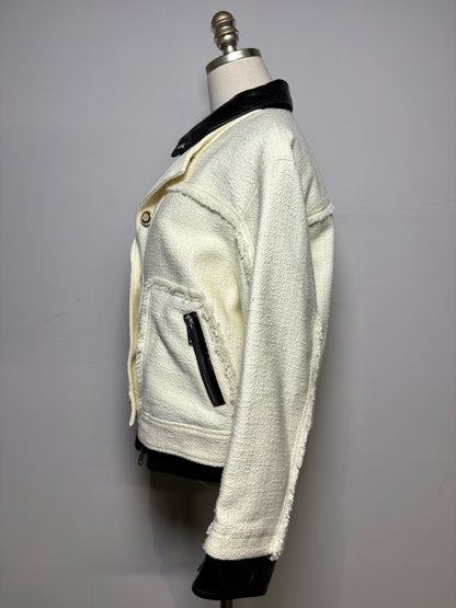 Women Size M 3.1 Phillip Lim Black & White Tweed Cotton Wool NWT Pre-Owned Moto Jacket