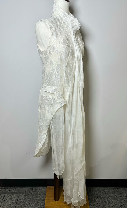 Women Size 38 Marc le Bihan White Silk Blend Blouse