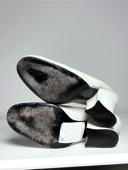 W Shoe Size 38 (8.5 US) Prada Bone/Cream Suede Curved Block Heel