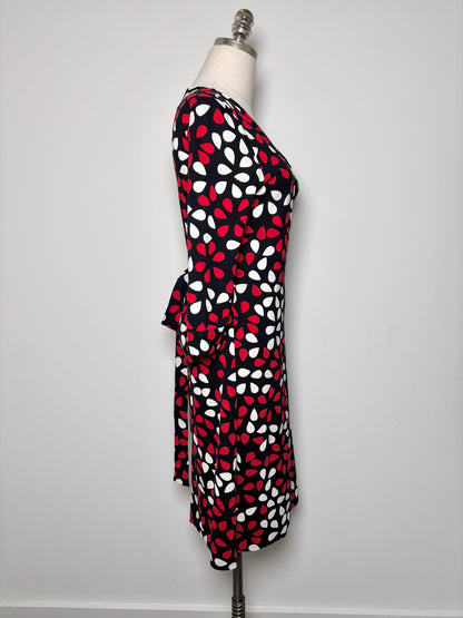 Women Size 6 Diane Von Furstenberg Black, white, red Polka Dot Dress