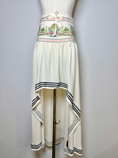 Women Size S No Label Cream Print Skirt