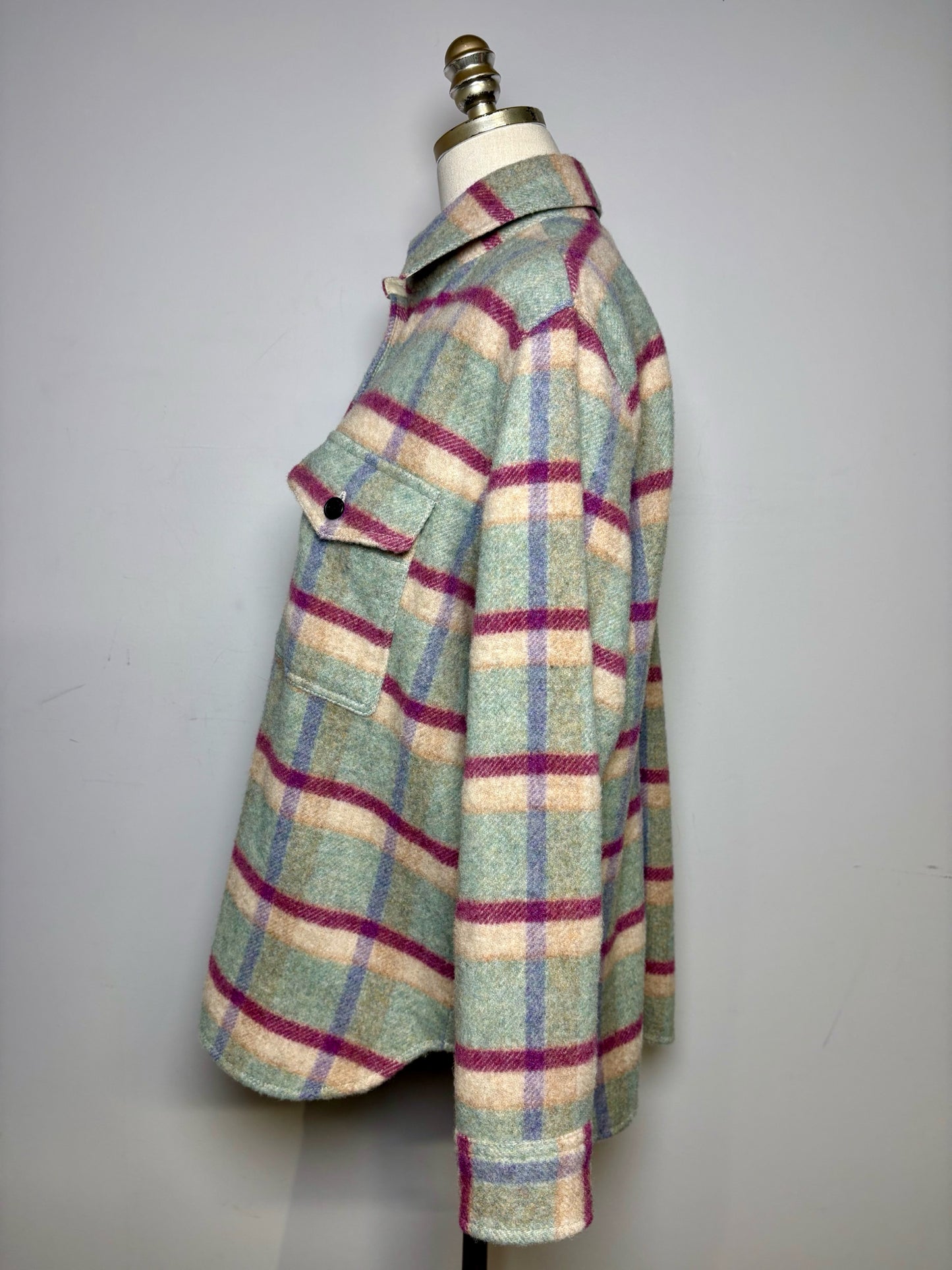 Women Size 38 Etoile Isabel Marant Faxon Mint Purple Plaid Wool Blend Pre-Owned Jacket