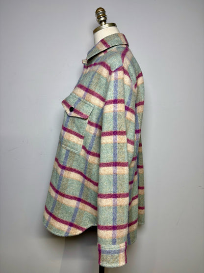 Women Size 38 Etoile Isabel Marant Faxon Mint Purple Plaid Wool Blend Pre-Owned Jacket