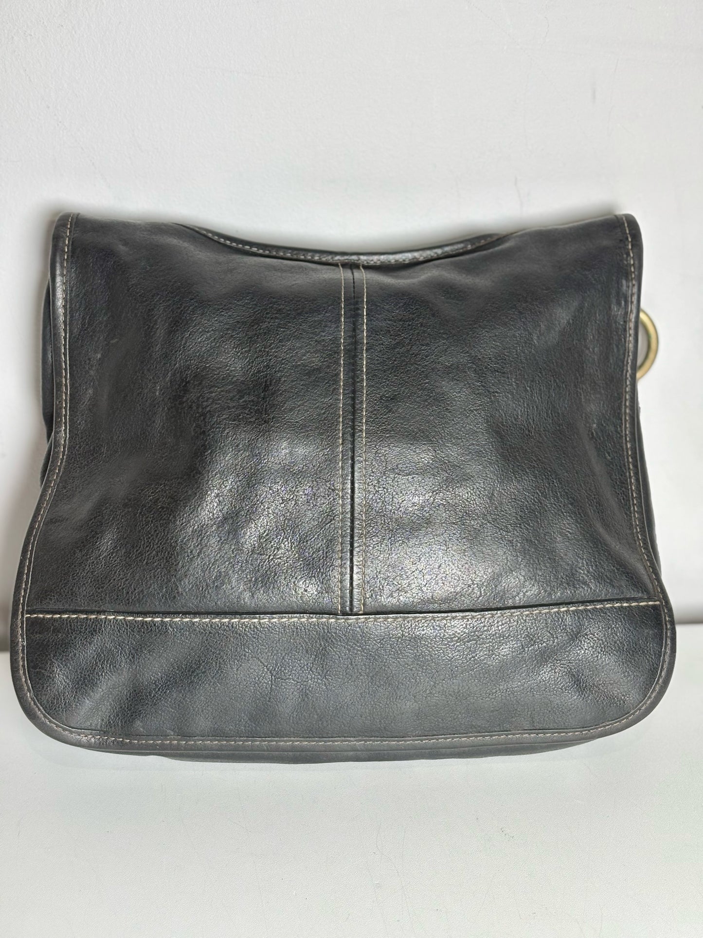 Women's Coach Solid Vintage Leather Pre-owned Black Medium Purse