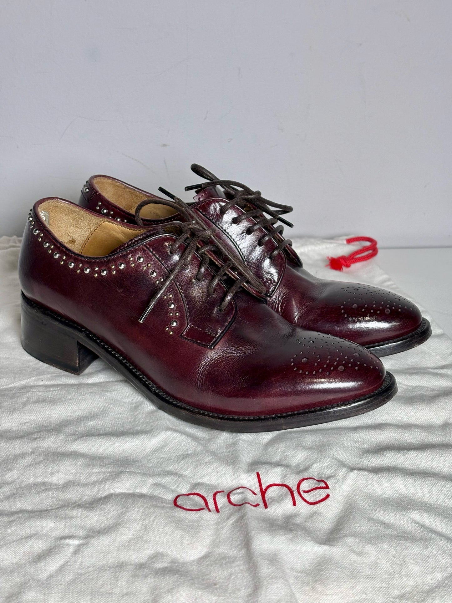 W Shoe Size 36 (6, US) Officine Creative Burgundy Leather Cowhide Lace-ups