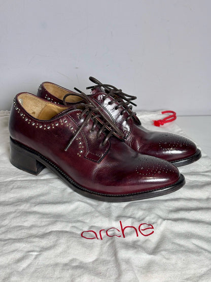 W Shoe Size 36 (6, US) Officine Creative Burgundy Leather Cowhide Lace-ups