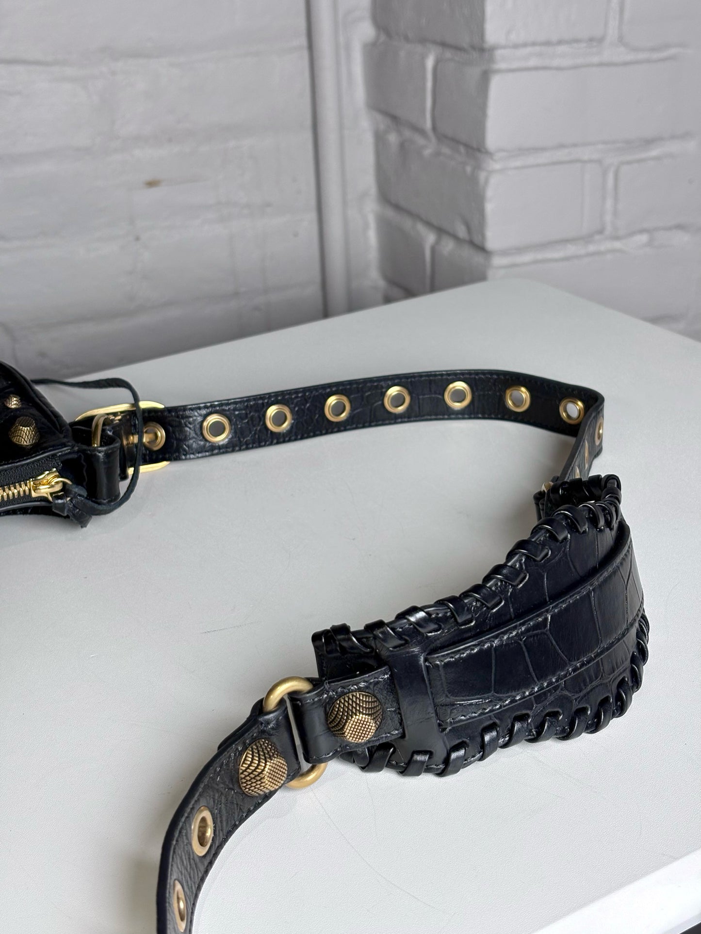 Balenciaga La Cagole XS Arena Lambskin Black Aged Hardware NWT Pre-owned Bag