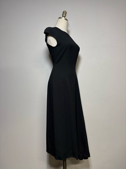 Women Size 2 The Row Black Crepe Asymmetric Hem Pre-owned Midi Dress