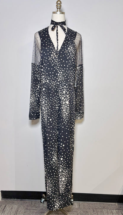 Women Size 46 Red Valentino Black Stars Polyester Jumpsuit