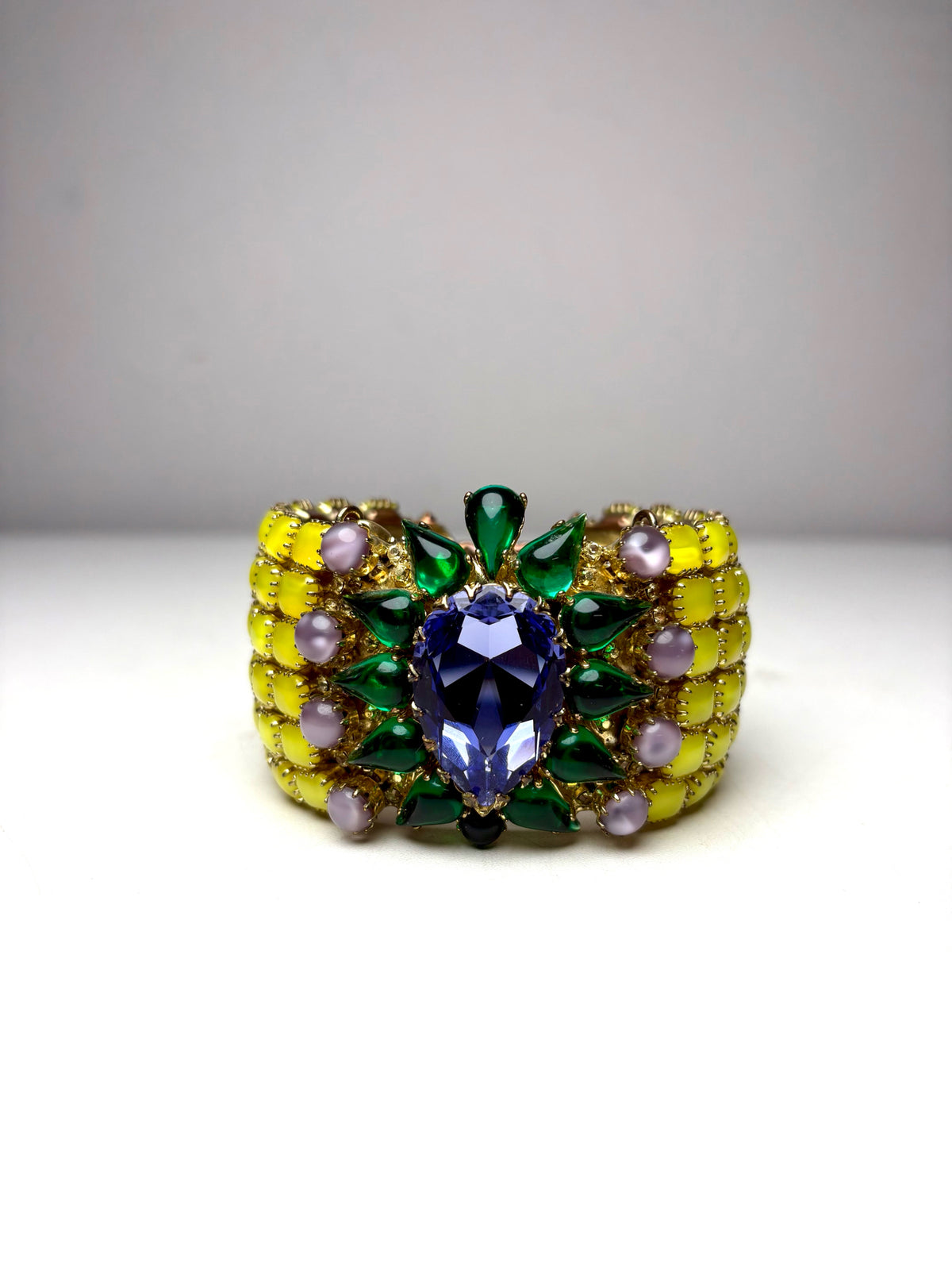 Women's Authentic Rodrigo Otazu Multicolor Gemstone Swarovski Vintage Pre-Owned Hinged Bracelet