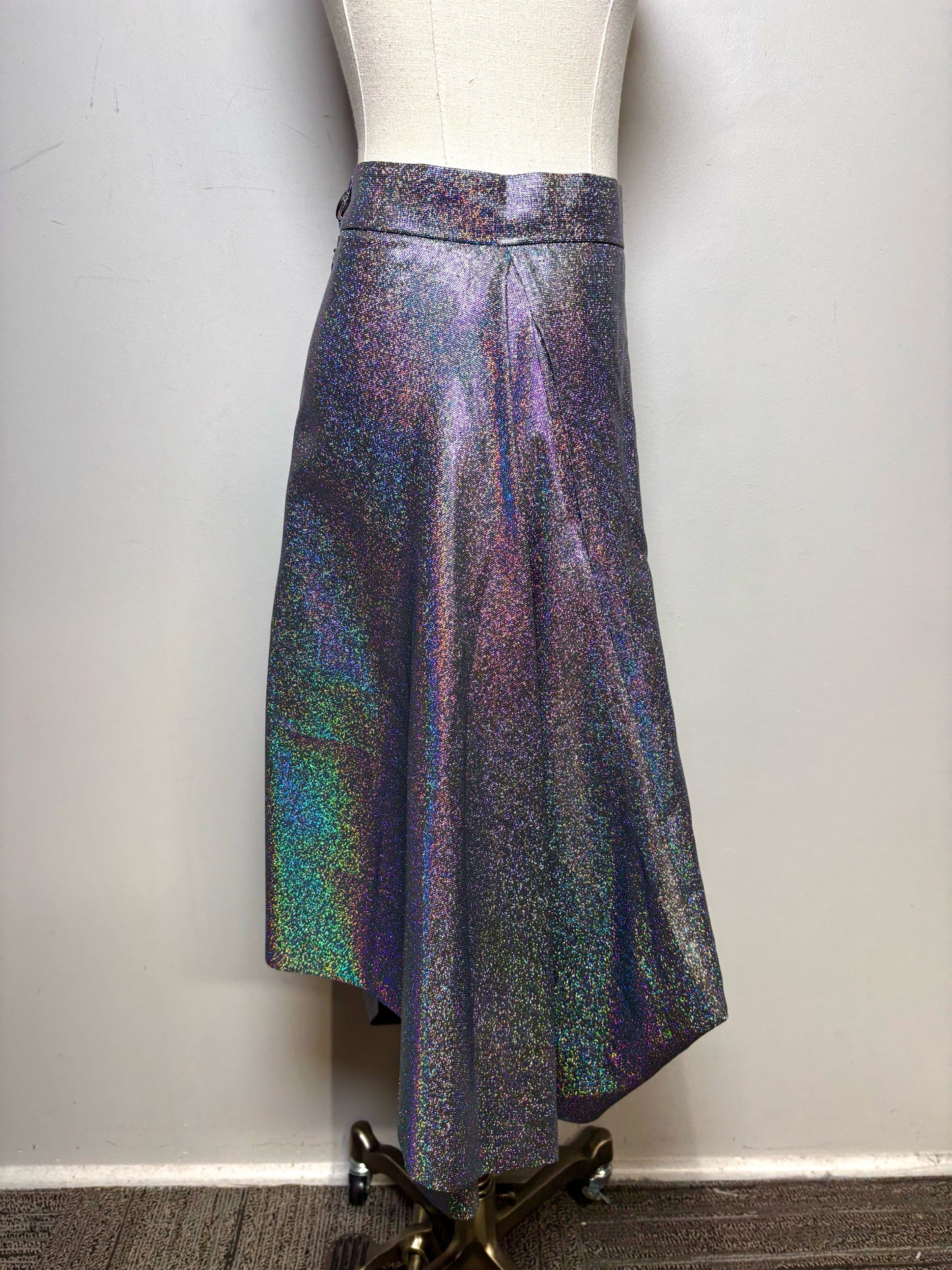 Women Size 42 Vivienne Westwood Anglomania Silver Iridescent Pre-Owned Midi Skirt