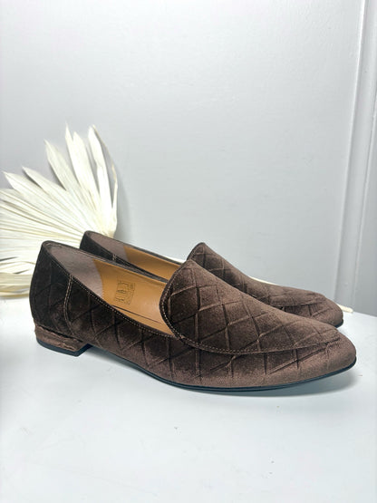W Shoe Size 39 (8.5 US) Michele Lopriore Brown Fabric NWOT Loafers