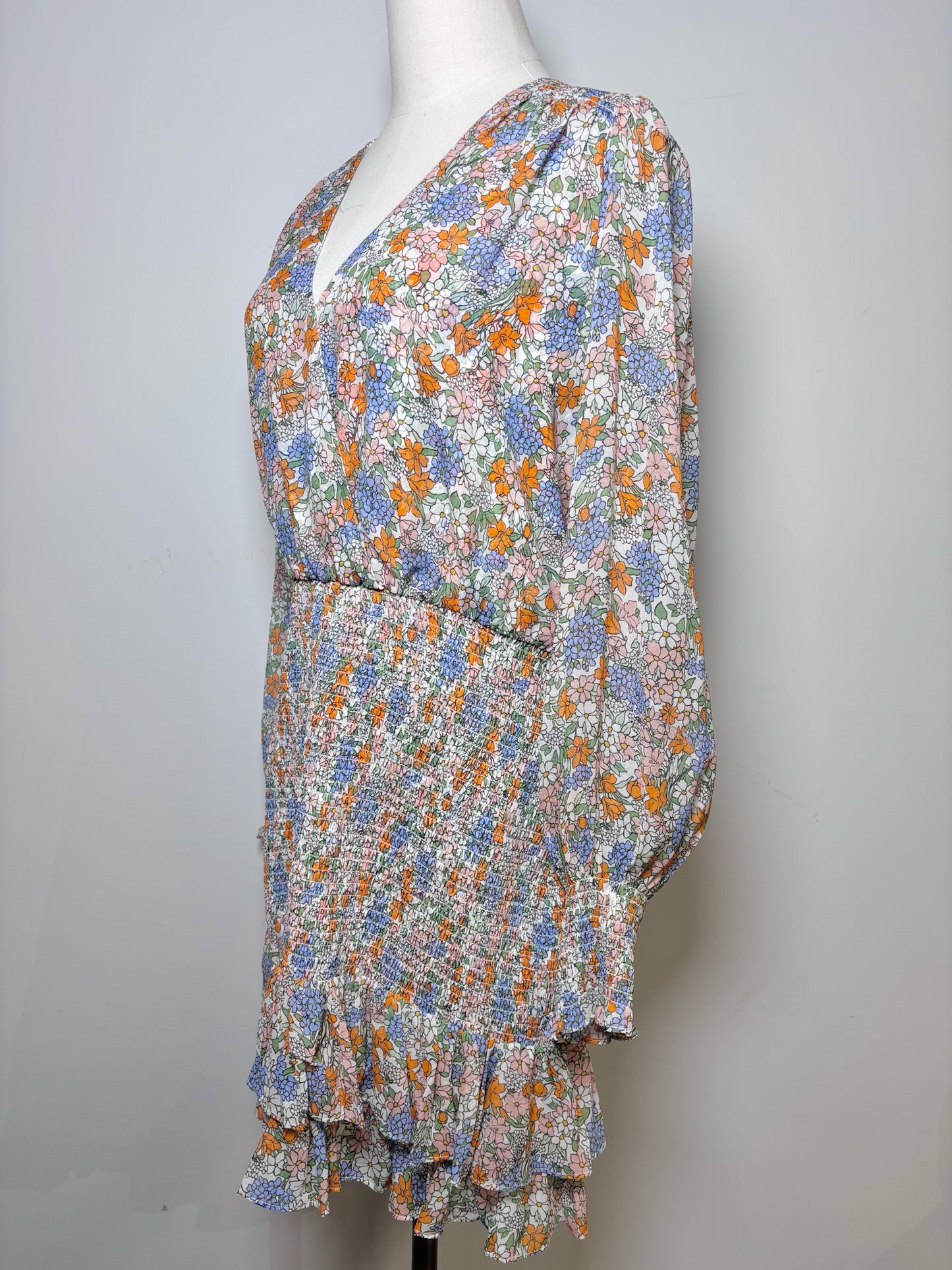 Women Size 10 Veronica Beard White, Purple, Orange, Blue Floral NWTSaera Dress