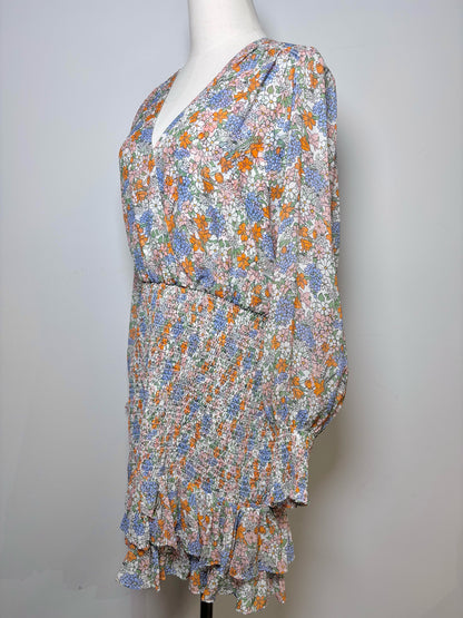 Women Size 10 Veronica Beard White, Purple, Orange, Blue Floral NWTSaera Dress