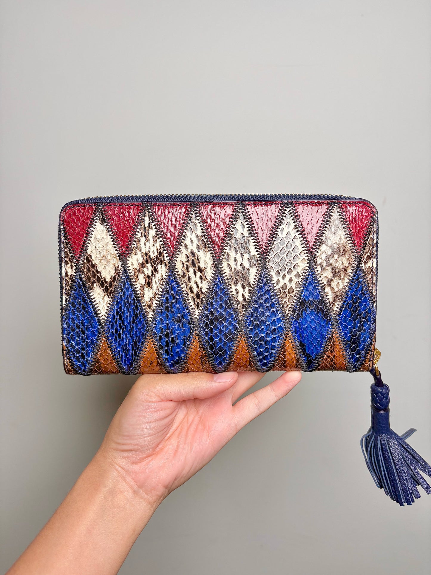 Tory Burch Leather Continental Zipper Tassel Pre-owned Wallet