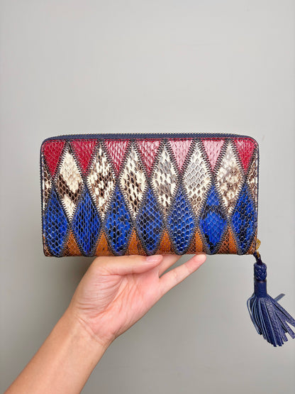 Tory Burch Leather Continental Zipper Tassel Pre-owned Wallet