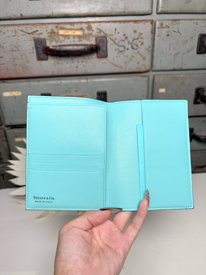 Passport Holder Black/Turquoise Combo Leather