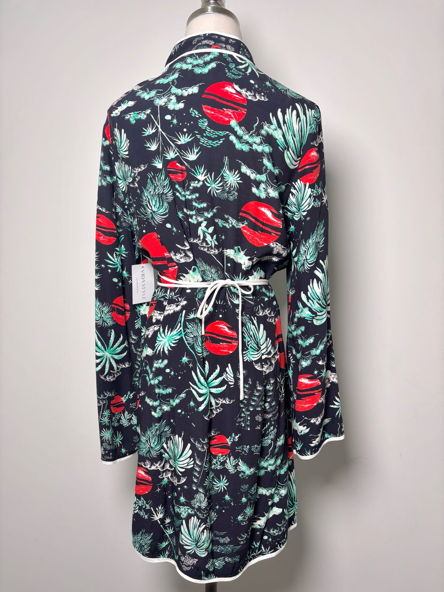 Women Size L Rixo Black Print Viscose Dress