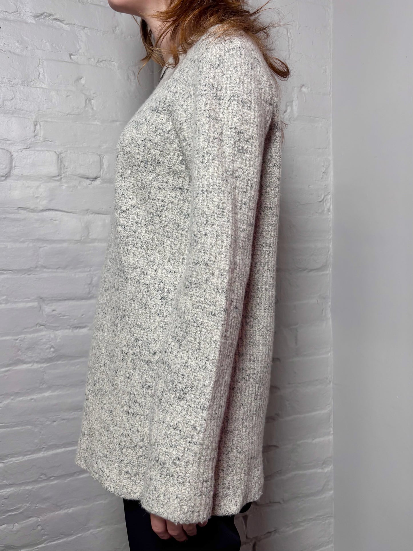 Women Size S Thakoon Light Gray Tweed, Lace Wool Blend Sweater