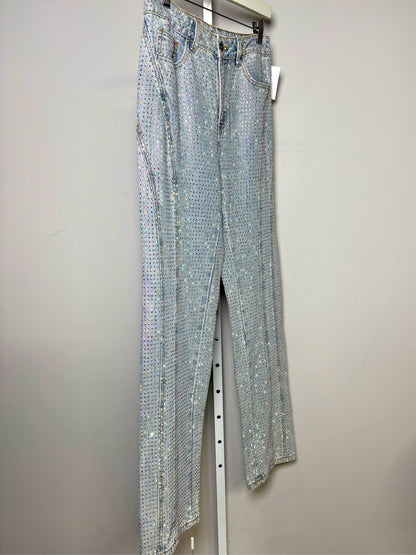 Women Sz 26 Self-Portrait Light Blue Pink Crystals NWT Pre-owned Jeans